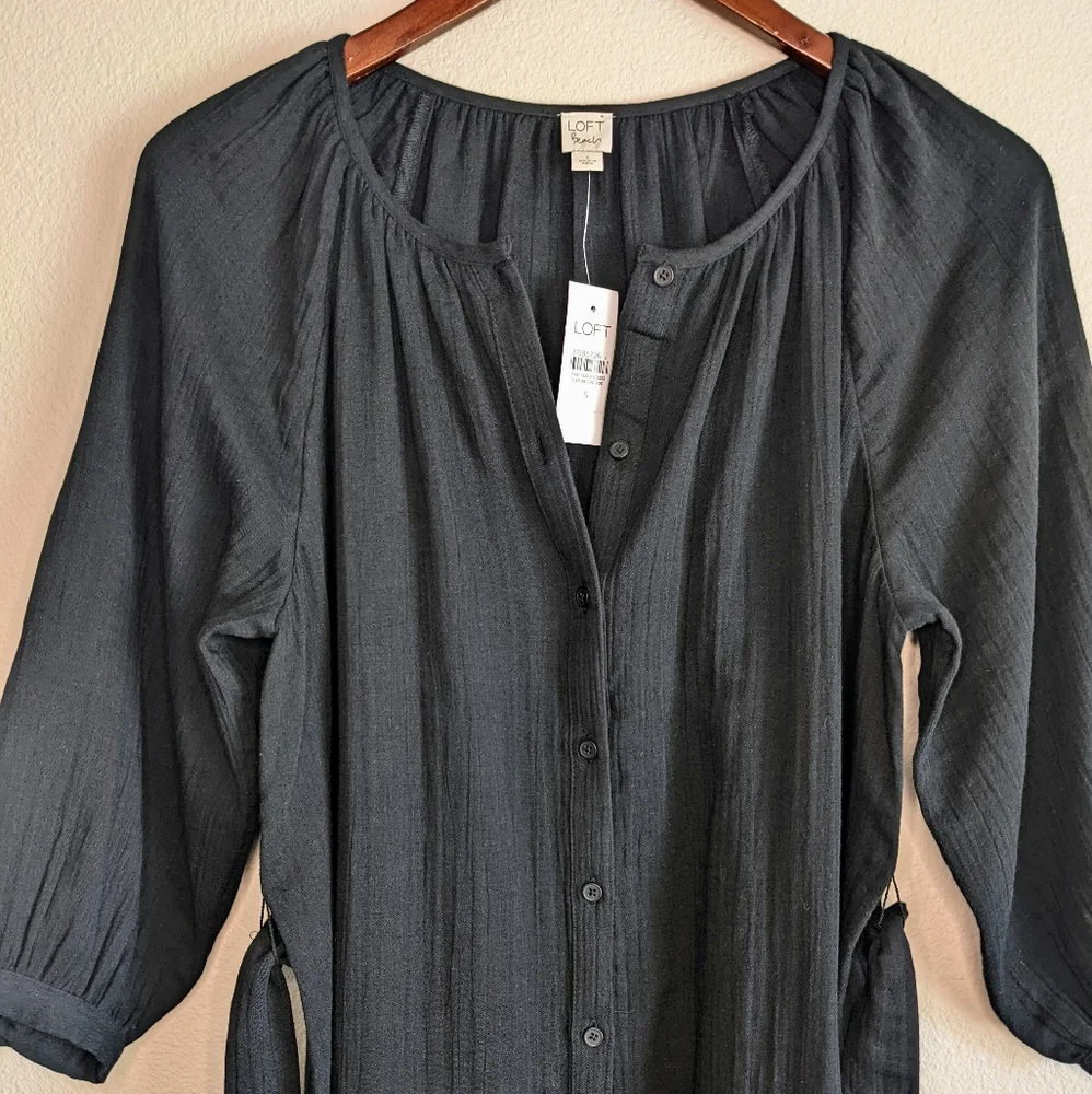 NWT Loft Black Shirt Dress Swim Cover-Up